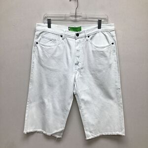 Sandrine Rose Womens Cut-Off Shorts Dust White Pocket High Rise Denim Zip 30 New